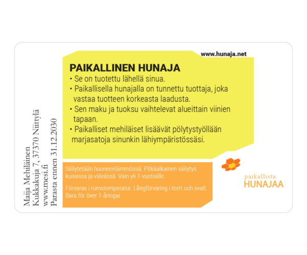 Etiketti Paikallista tieto-osa 100 kpl
