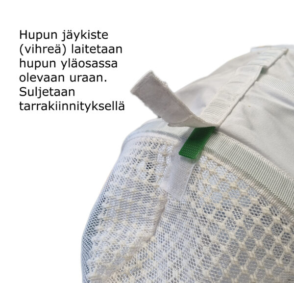 Ilmastoidun haalarin hupun jäykiste Mehiläishoitajan suojahaalari Honey Paw ilmastoitu