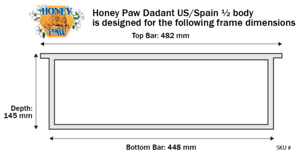 Dadant US ½ Frame Dimensions Hive Body Medium (Dadant US/Spain ½) 155mm
